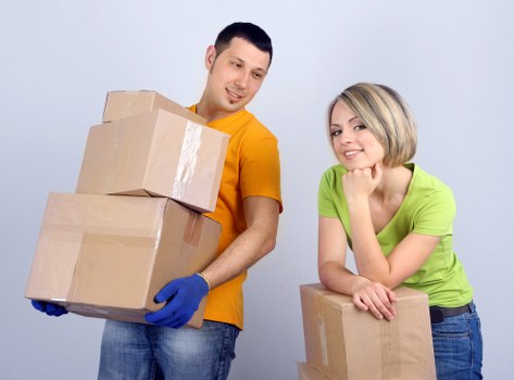 Office packing boxes organized for a commercial move